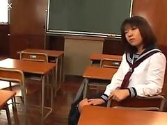 Sexy student Rino Sayaka lifts her skirt up