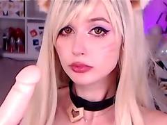 Ahri, rubia consolador, purple bitch cosplay ahri