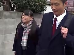 Hot japanese teen Airi Sato sucking on teachers big dick