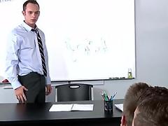 Cumshot loving teacher dominated in class