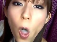 Japanese girl swallows multiple loads of thick cum