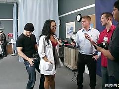 Groupie angel & hospital nurse start orgy with two band chaps